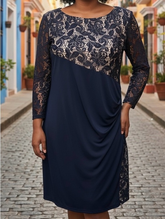 Tahari ASL Dresses & Skirts - Tahari ASL Black Lace Cocktail Dress with Side Ruching Plus Size 14W
